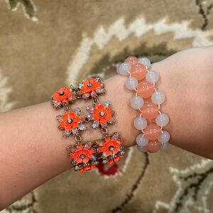J. Crew Orange and Pink Floral Bracelets